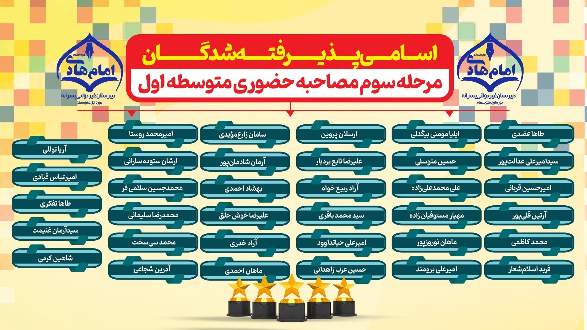 قبول شدگان متوسطه اول - مرحله سوم